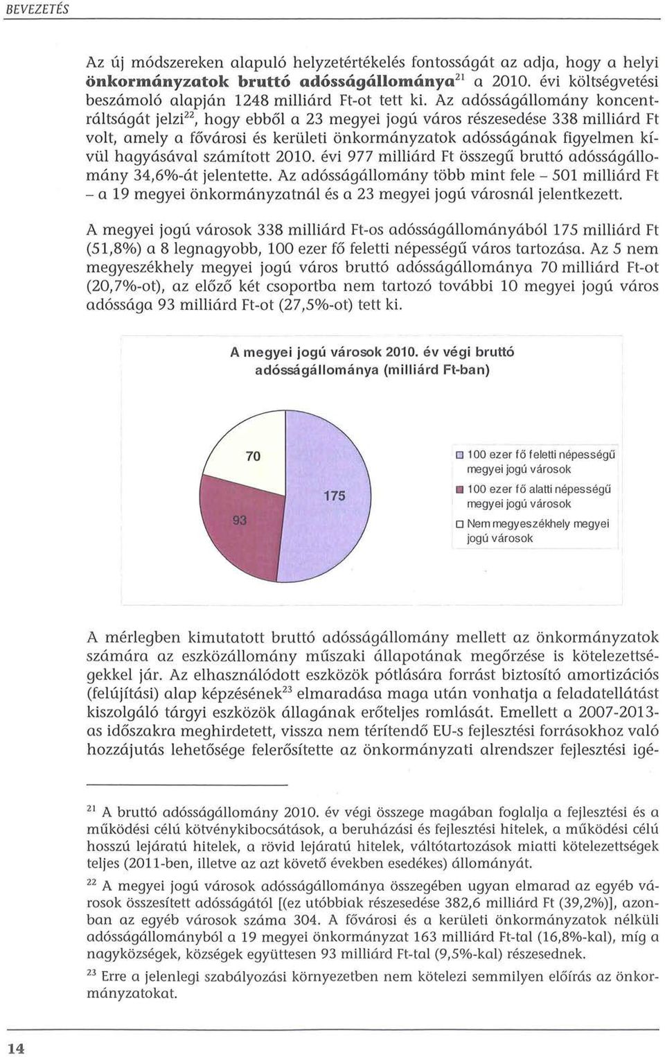 Az ad6ssagallomany koncentraltsagat jelzi 22, hogy ebb6l a 23 megyei jogu varos reszesedese 338 milliard Ft volt, amely a f6varosi es ken1leti onkormanyzatok ad6ssaganak figyelmen kfvul hagyasaval