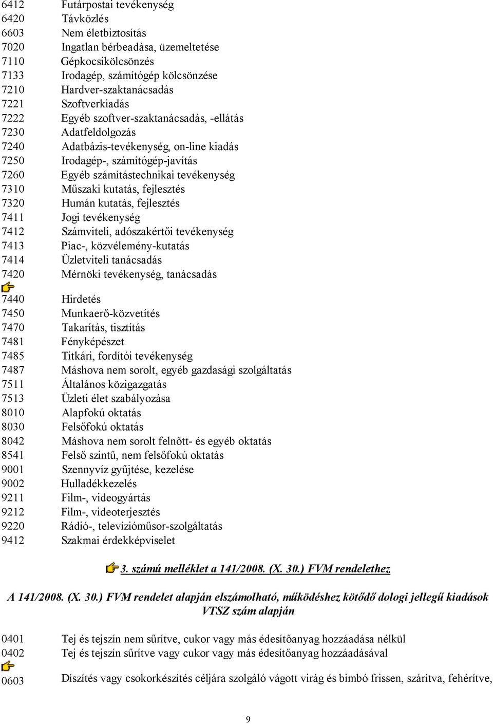 tevékenység 7310 Műszaki kutatás, fejlesztés 7320 Humán kutatás, fejlesztés 7411 Jogi tevékenység 7412 Számviteli, adószakértői tevékenység 7413 Piac-, közvélemény-kutatás 7414 Üzletviteli tanácsadás