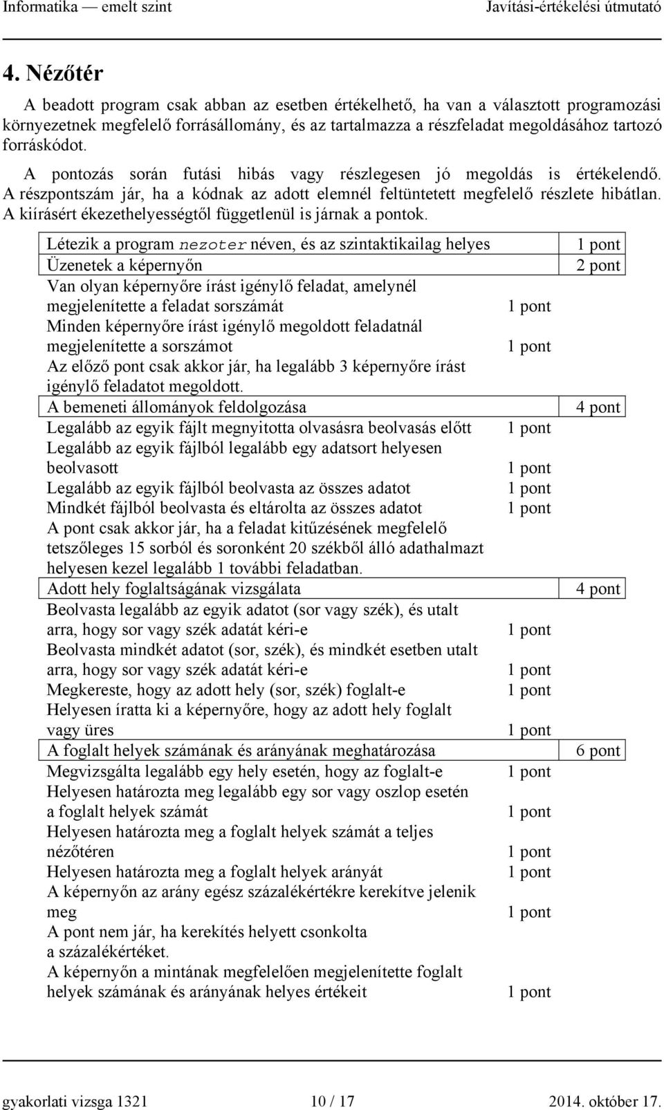 A kiírásért ékezethelyességtől függetlenül is járnak a pontok.