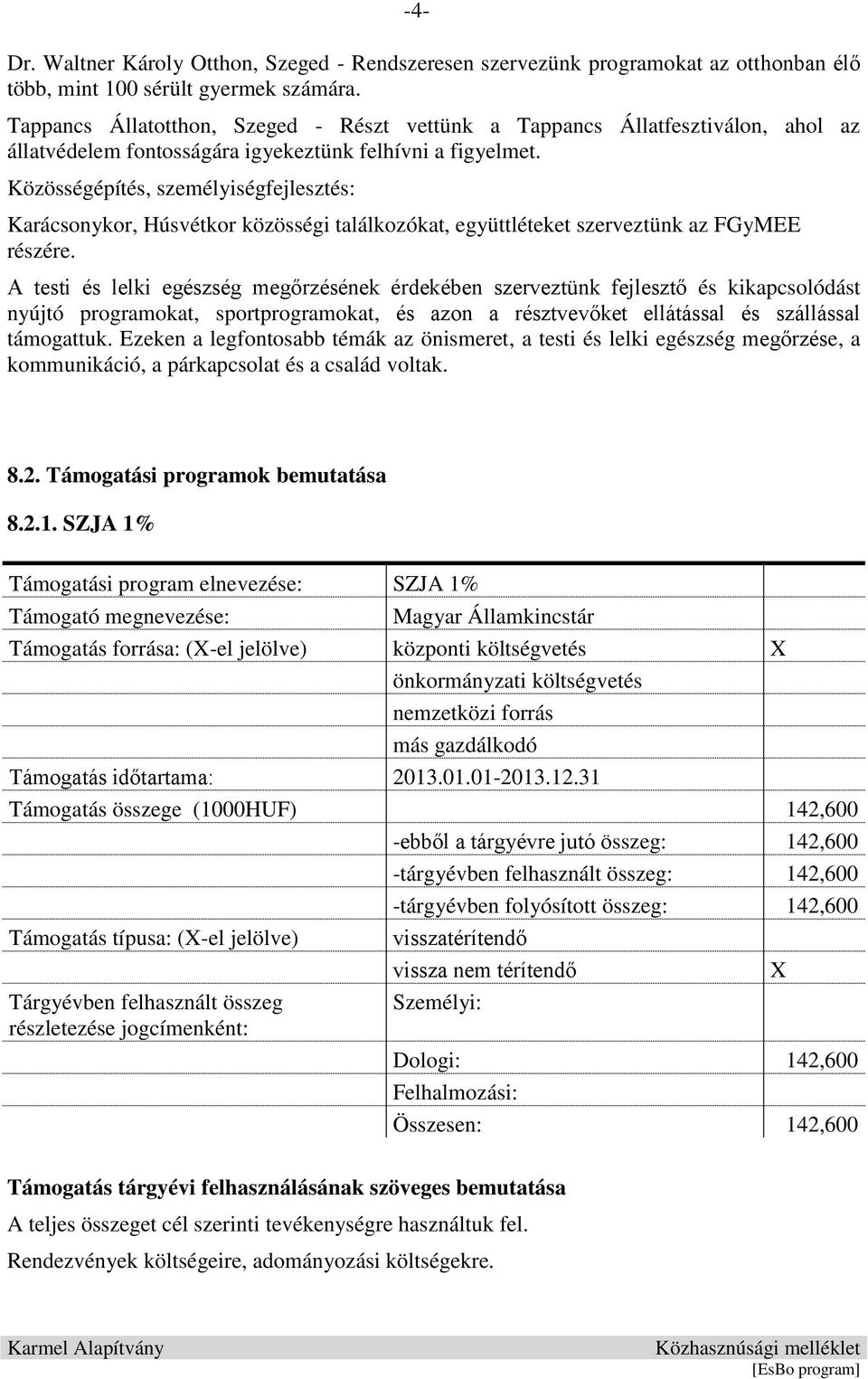 Közösségépítés, személyiségfejlesztés: Karácsonykor, Húsvétkor közösségi találkozókat, együttléteket szerveztünk az FGyMEE részére.