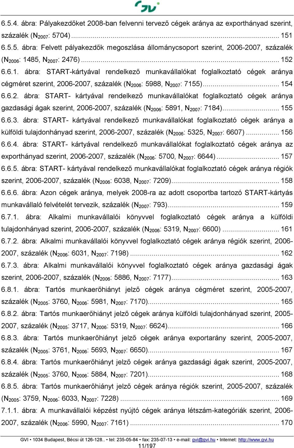 .. 155 6.6.3. ábra: START- kártyával rendelkező munkavállalókat foglalkoztató cégek aránya a külföldi tulajdonhányad szerint, 2006-2007, százalék (N 2006 : 5325, N 2007 : 6607)... 156 6.6.4.