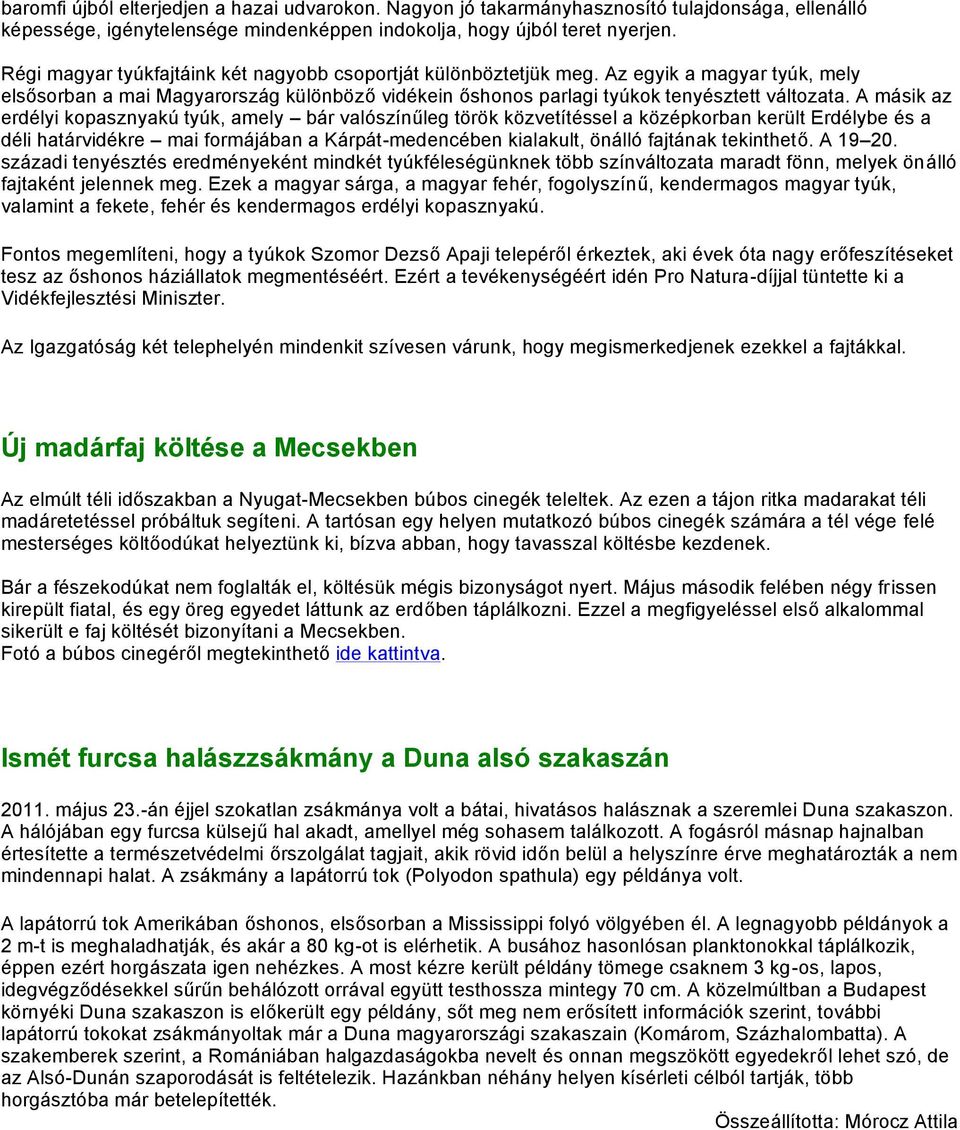 A másik az erdélyi kopasznyakú tyúk, amely bár valószínűleg török közvetítéssel a középkorban került Erdélybe és a déli határvidékre mai formájában a Kárpát-medencében kialakult, önálló fajtának