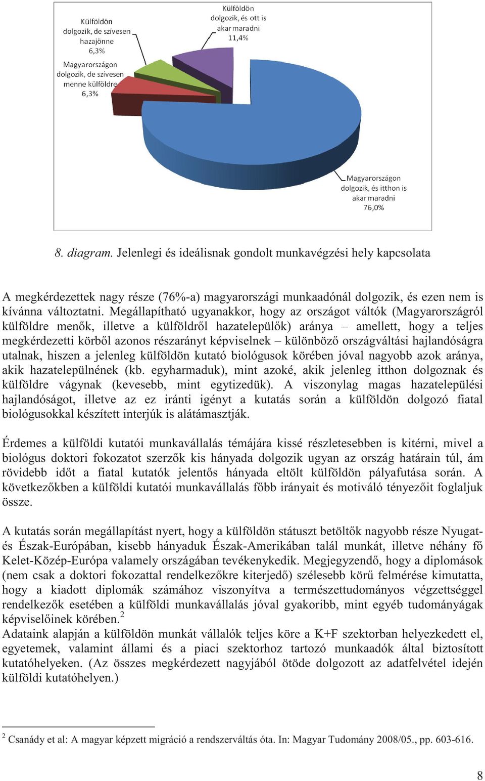 képviselnek különböz országváltási hajlandóságra utalnak, hiszen a jelenleg külföldön kutató biológusok körében jóval nagyobb azok aránya, akik hazatelepülnének (kb.