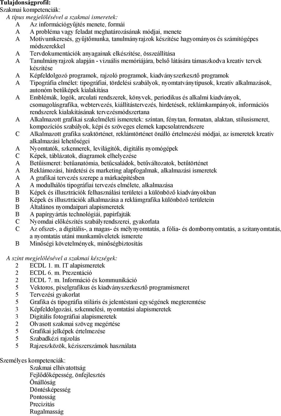 látására támaszkodva kreatív tervek készítése A Képfeldolgozó programok, rajzoló programok, kiadványszerkesztő programok A Tipográfia elmélet: tipográfiai, tördelési szabályok, nyomtatványtípusok,