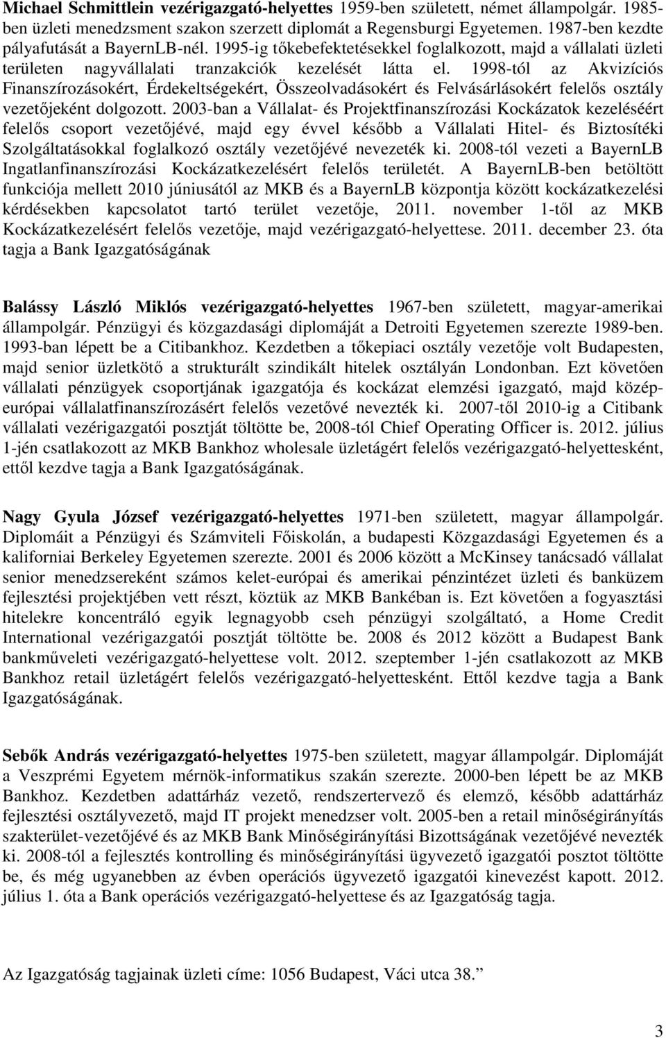 1998-tól az Akvizíciós Finanszírozásokért, Érdekeltségekért, Összeolvadásokért és Felvásárlásokért felelıs osztály vezetıjeként dolgozott.