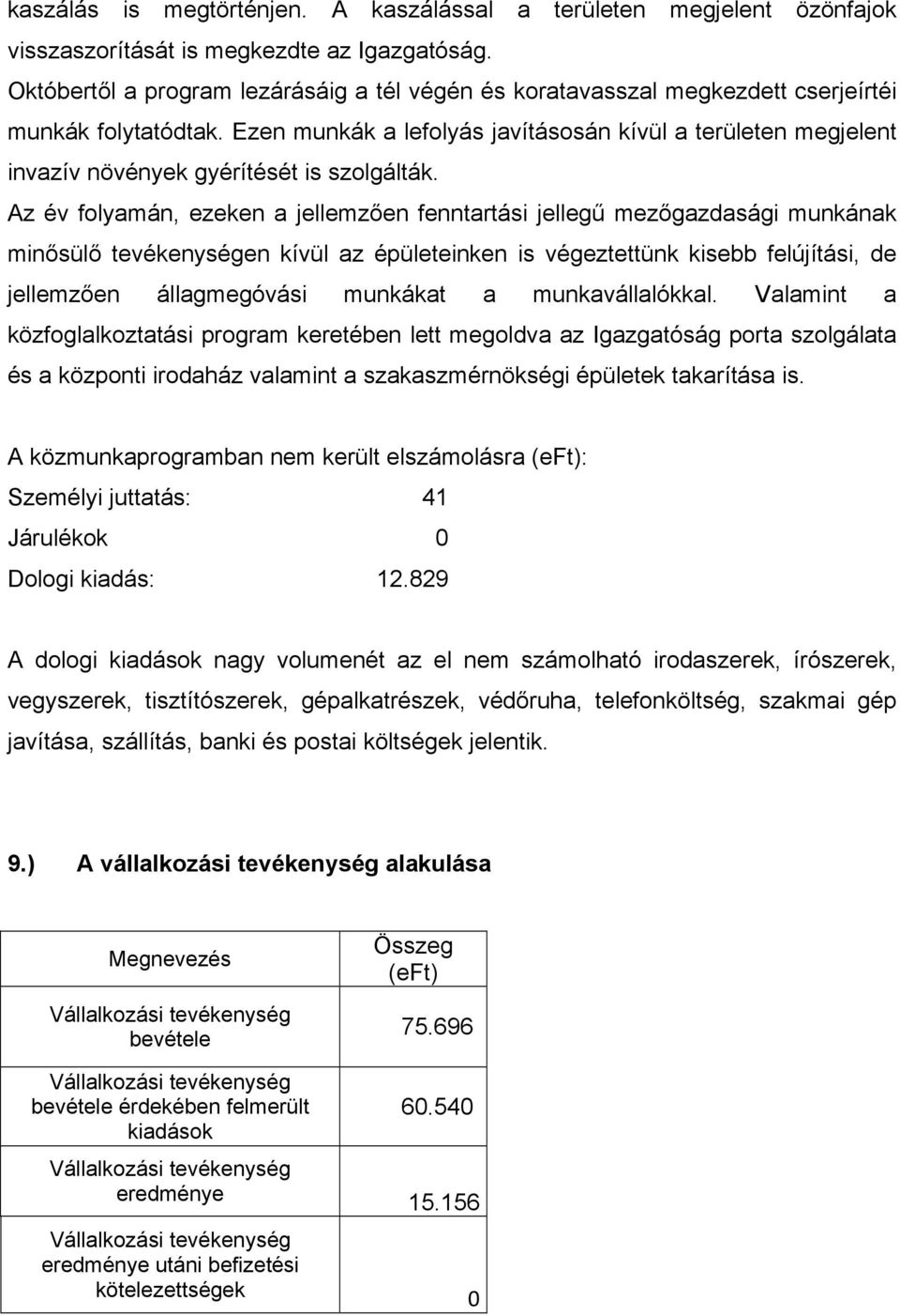 Ezen munkák a lefolyás javításosán kívül a területen megjelent invazív növények gyérítését is szolgálták.