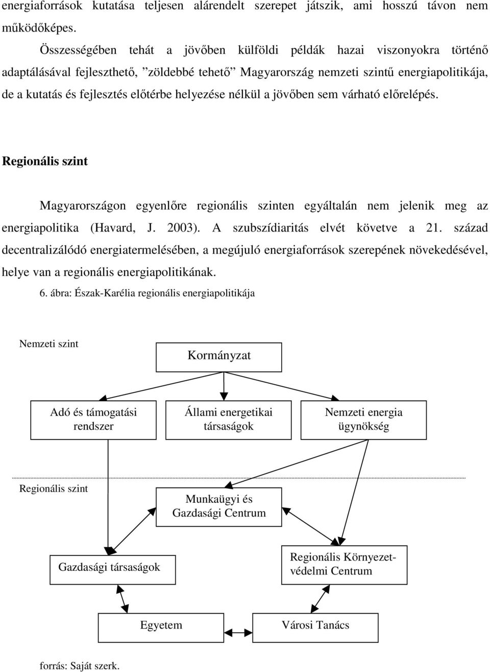 helyezése nélkül a jövben sem várható elrelépés. Regionális szint Magyarországon egyenlre regionális szinten egyáltalán nem jelenik meg az energiapolitika (Havard, J. 2003).