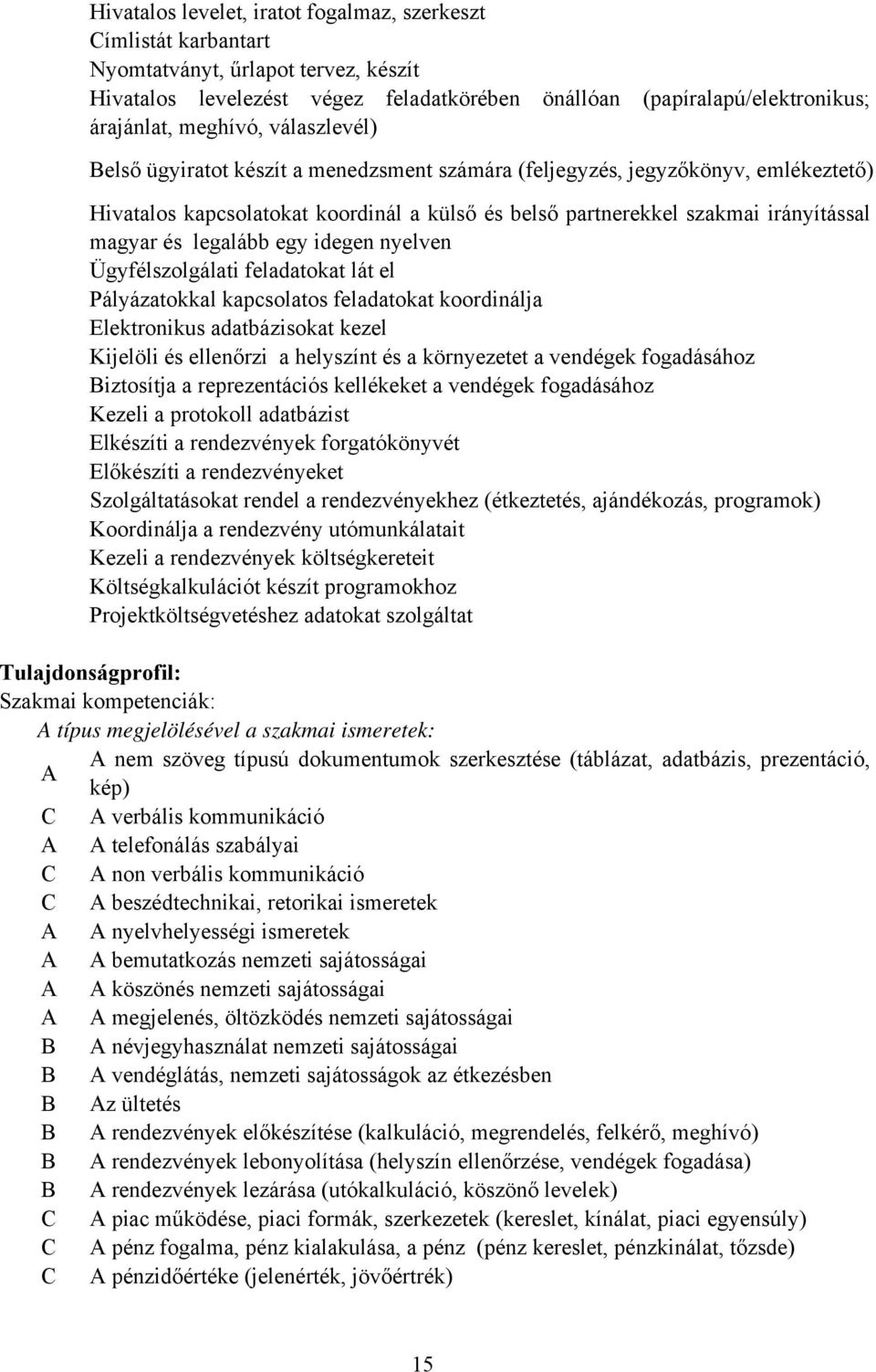 legalább egy idegen nyelven Ügyfélszolgálati feladatokat lát el Pályázatokkal kapcsolatos feladatokat koordinálja Elektronikus adatbázisokat kezel Kijelöli és ellenőrzi a helyszínt és a környezetet a