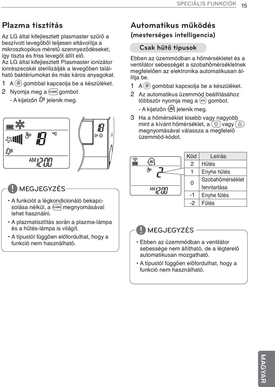 2 Nyomja meg a a gombot. - A kijelzőn F jelenik meg.