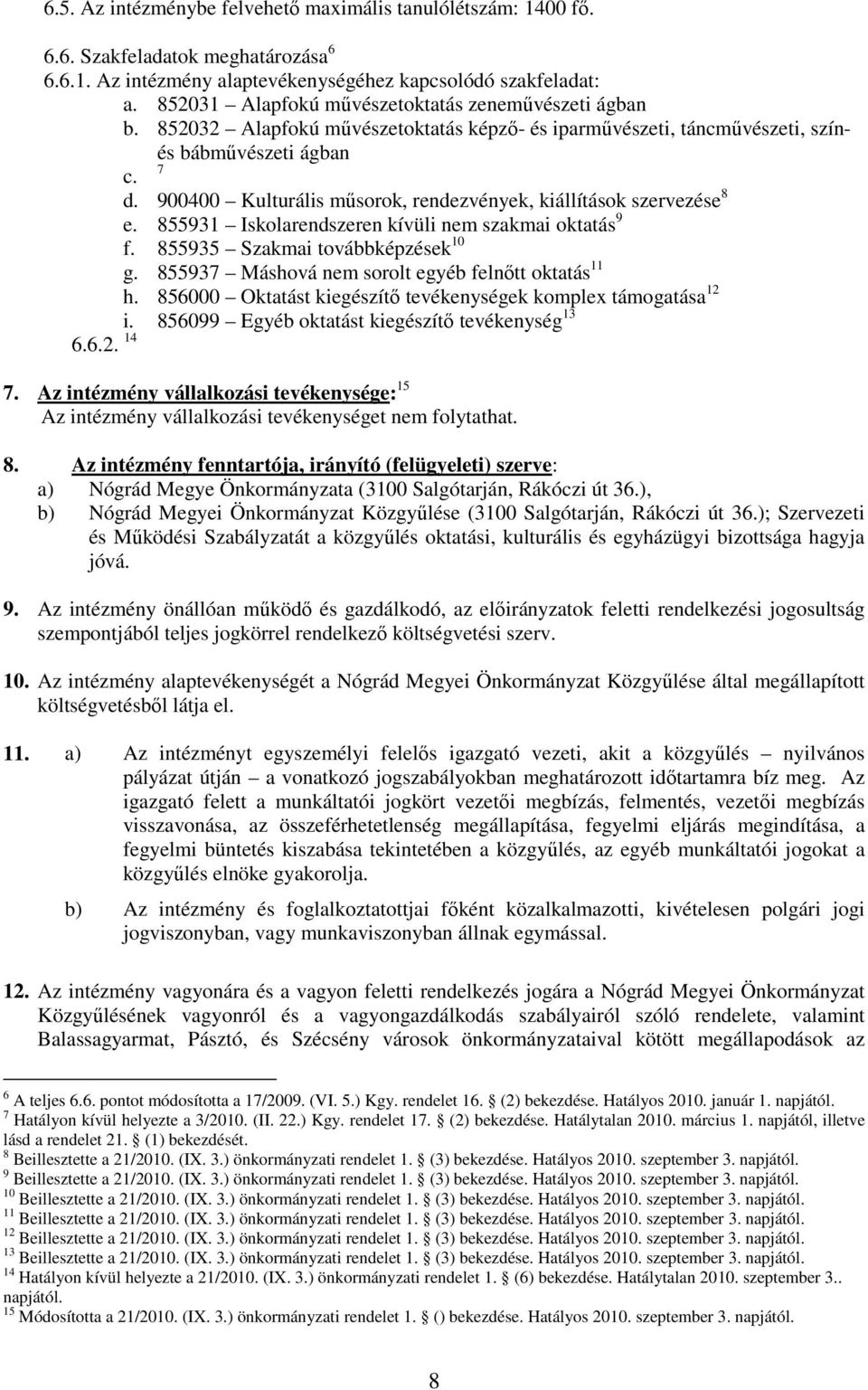 900400 Kulturális műsorok, rendezvények, kiállítások szervezése 8 e. 855931 Iskolarendszeren kívüli nem szakmai oktatás 9 f. 855935 Szakmai továbbképzések 10 g.