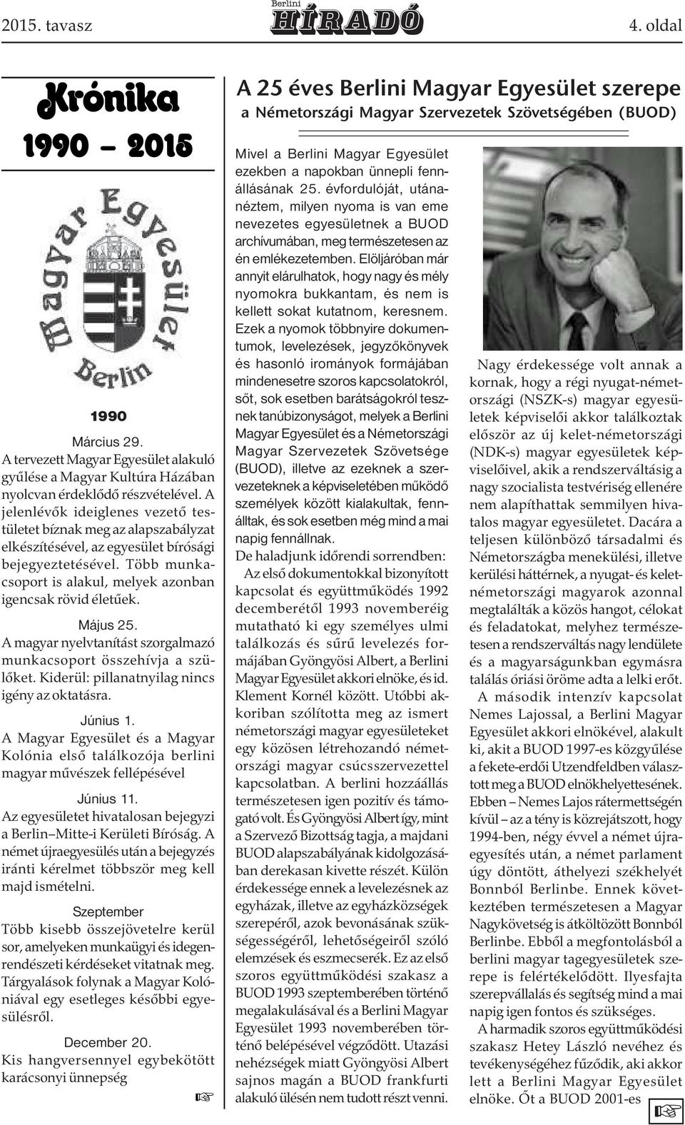 Május 25. A magyar nyelvtanítást szorgalmazó munkacsoport összehívja a szülőket. Kiderül: pillanatnyilag nincs igény az oktatásra. Június 1.