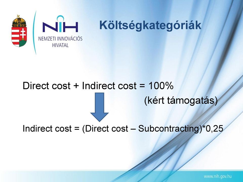 támogatás) Indirect cost =