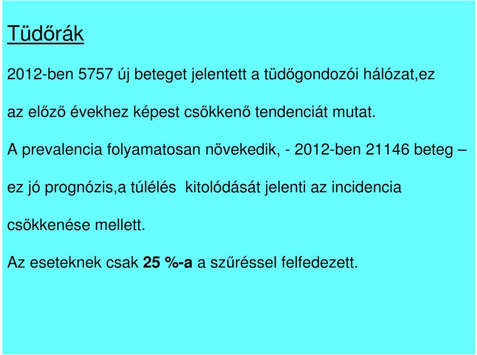 A prevalencia folyamatosan növekedik, - 2012-ben 21146 beteg ez jó