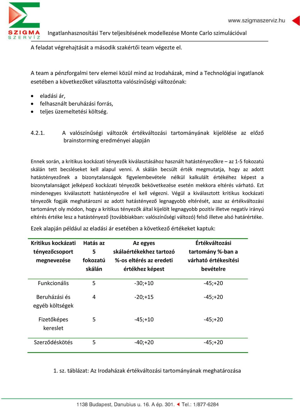 teljes üzemeltetési költség. 4.2.1.