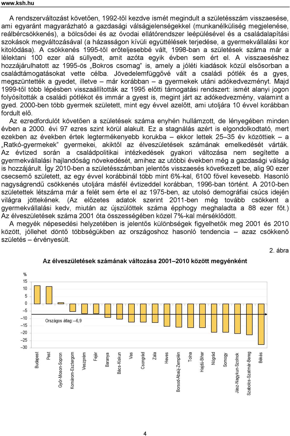 a bölcsődei és az óvodai ellátórendszer leépülésével és a családalapítási szokások megváltozásával (a házasságon kívüli együttélések terjedése, a gyermekvállalási kor kitolódása).