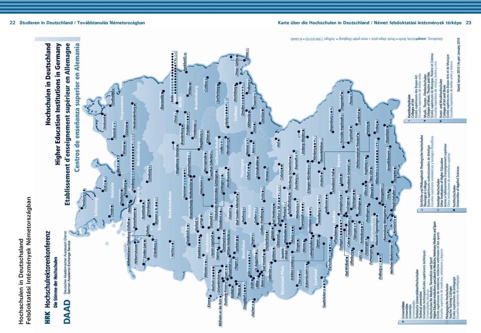 Deutschland / Német felsőoktatási intézmények térképe