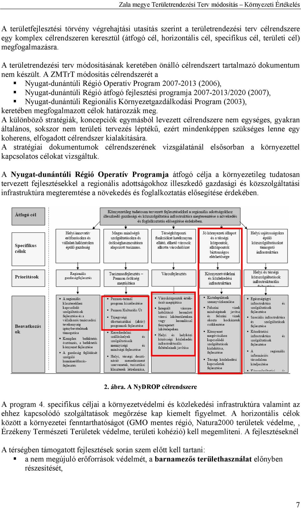 A ZMTrT módosítás célrendszerét a Nyugat-dunántúli Régió Operatív Program 2007-2013 (2006), Nyugat-dunántúli Régió átfogó fejlesztési programja 2007-2013/2020 (2007), Nyugat-dunántúli Regionális
