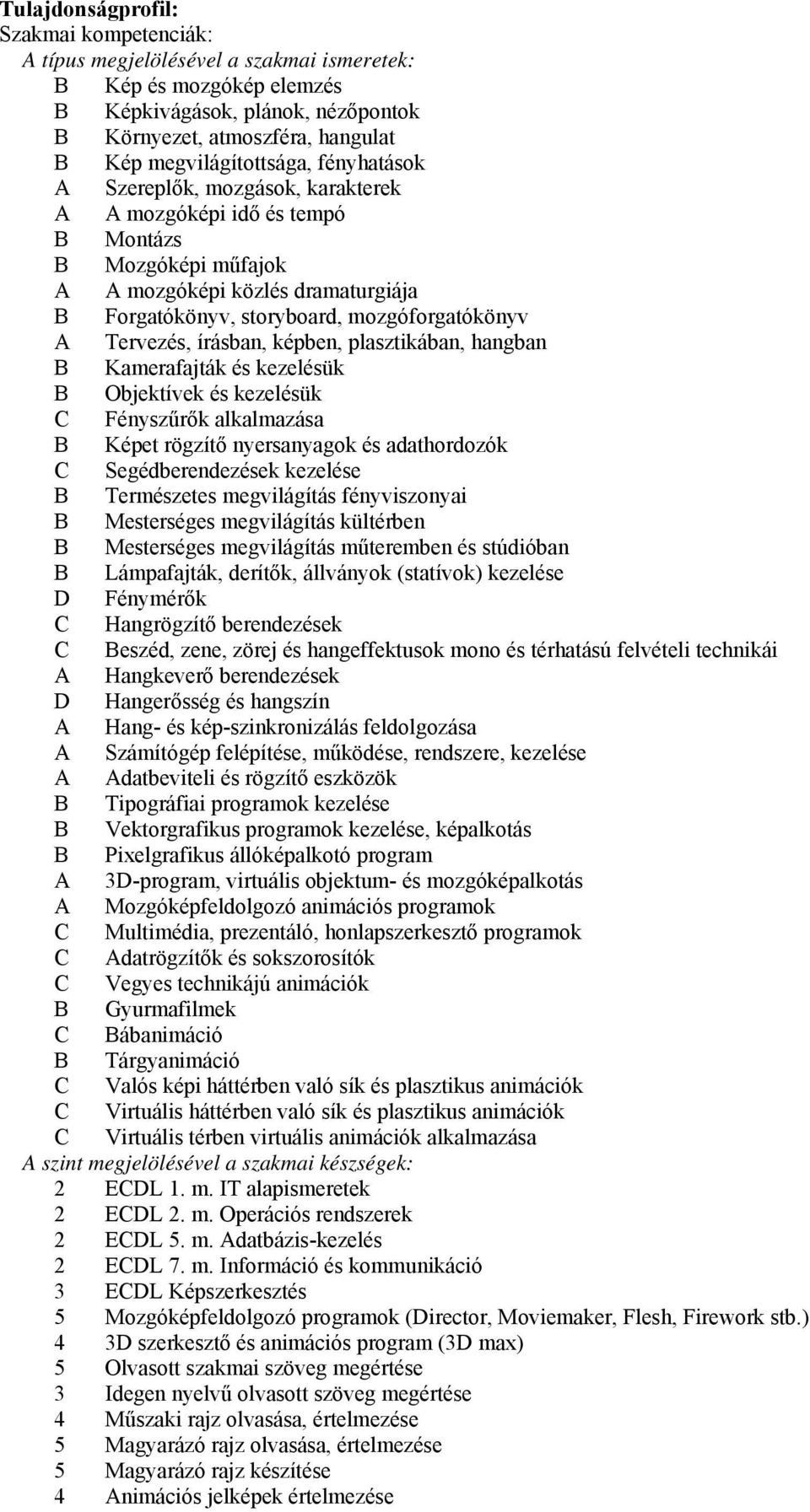 képben, plasztikában, hangban Kamerafajták és kezelésük Objektívek és kezelésük C Fényszűrők alkalmazása Képet rögzítő nyersanyagok és adathordozók C Segédberendezések kezelése Természetes