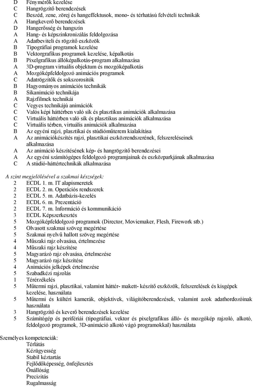 alkalmazása 3D-program virtuális objektum és mozgóképalkotás Mozgóképfeldolgozó animációs programok Adatrögzítők és sokszorosítók Hagyományos animációs technikák Síkanimáció technikája Rajzfilmek