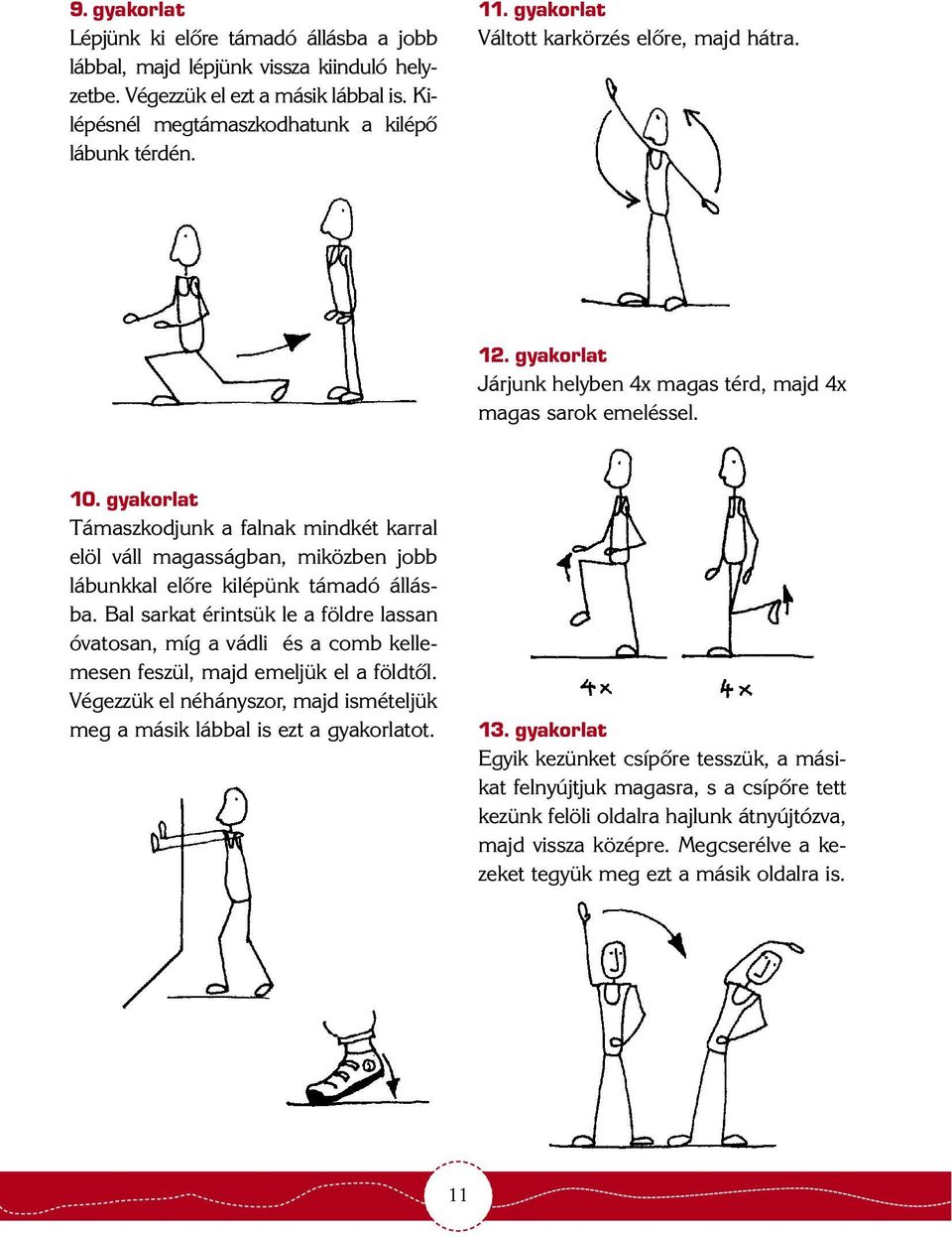 gyakorlat Támaszkodjunk a falnak mindkét karral elöl váll magasságban, miközben jobb lábunkkal elõre kilépünk támadó állásba.