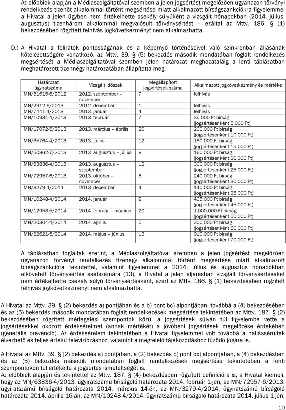 (1) bekezdésében rögzített felhívás jogkövetkezményt nem alkalmazhatta. D.