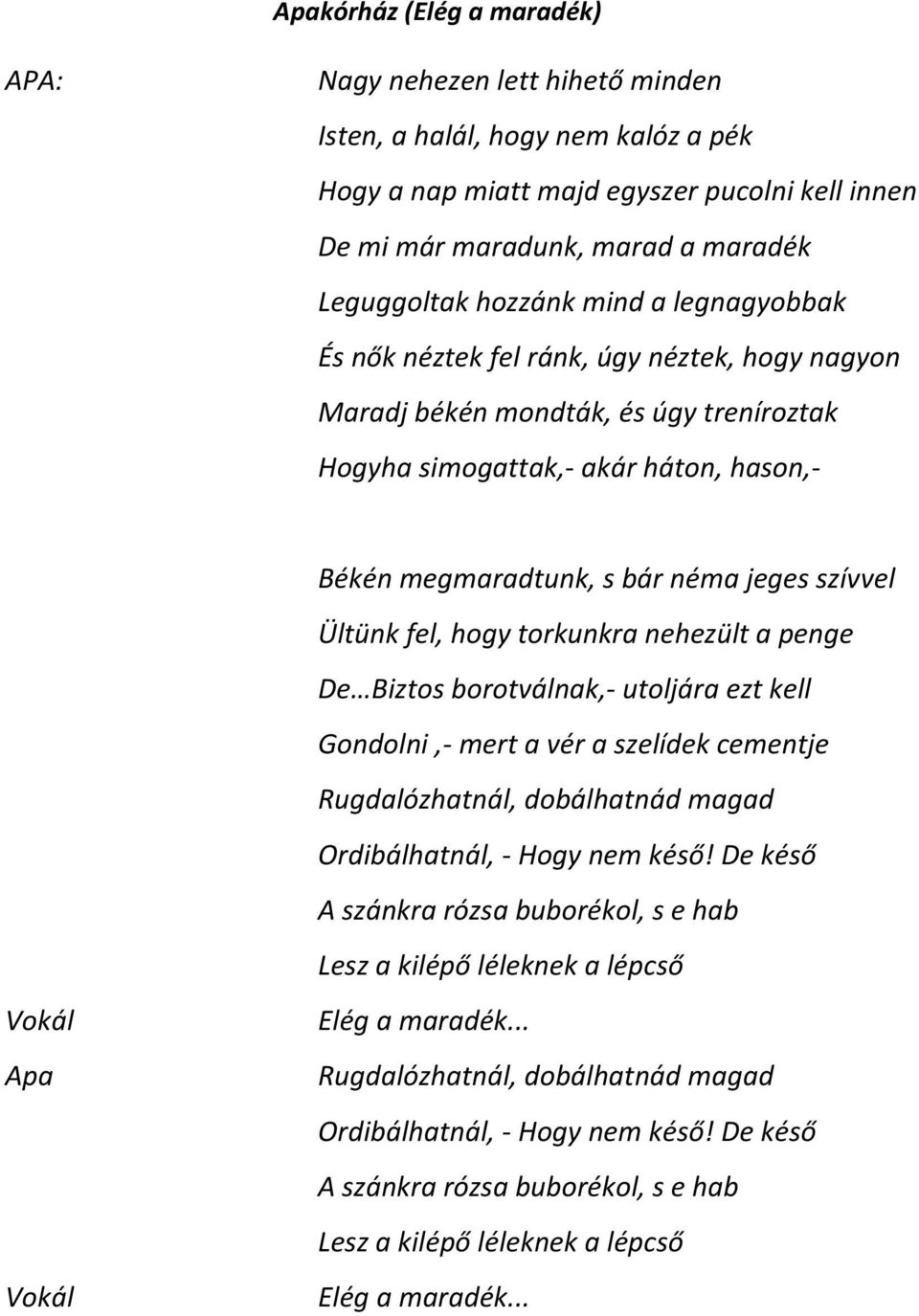 szívvel Ültünk fel, hogy torkunkra nehezült a penge De Biztos borotválnak,- utoljára ezt kell Gondolni,- mert a vér a szelídek cementje Rugdalózhatnál, dobálhatnád magad Ordibálhatnál, - Hogy nem