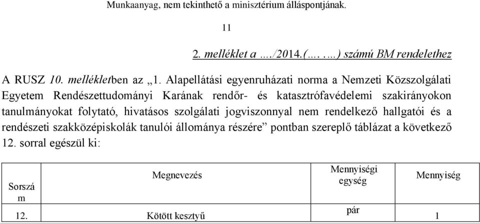 szakirányokon tanulmányokat folytató, hivatásos szolgálati jogviszonnyal nem rendelkező hallgatói és a rendészeti