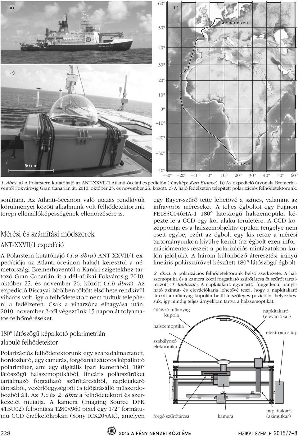 Az Atlanti-óceánon való utazás rendkívüli körülményei között alkalmunk volt felhôdetektorunk terepi ellenállóképességének ellenôrzésére is.