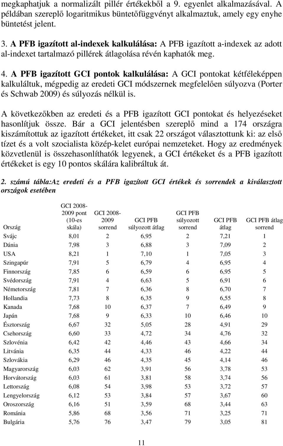 A PFB gazított GCI ponto alulálása: A GCI pontoat étféleéppen aluláltu, mégpedg az eredet GCI módszerne megfelelően súlyozva (Porter és Schwab 2009) és súlyozás nélül s.