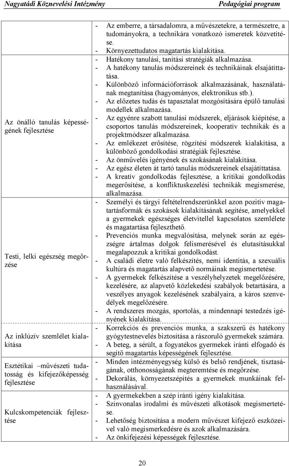 - Hatékony tanulási, tanítási stratégiák alkalmazása. - A hatékony tanulás módszereinek és technikáinak elsajátíttatása.