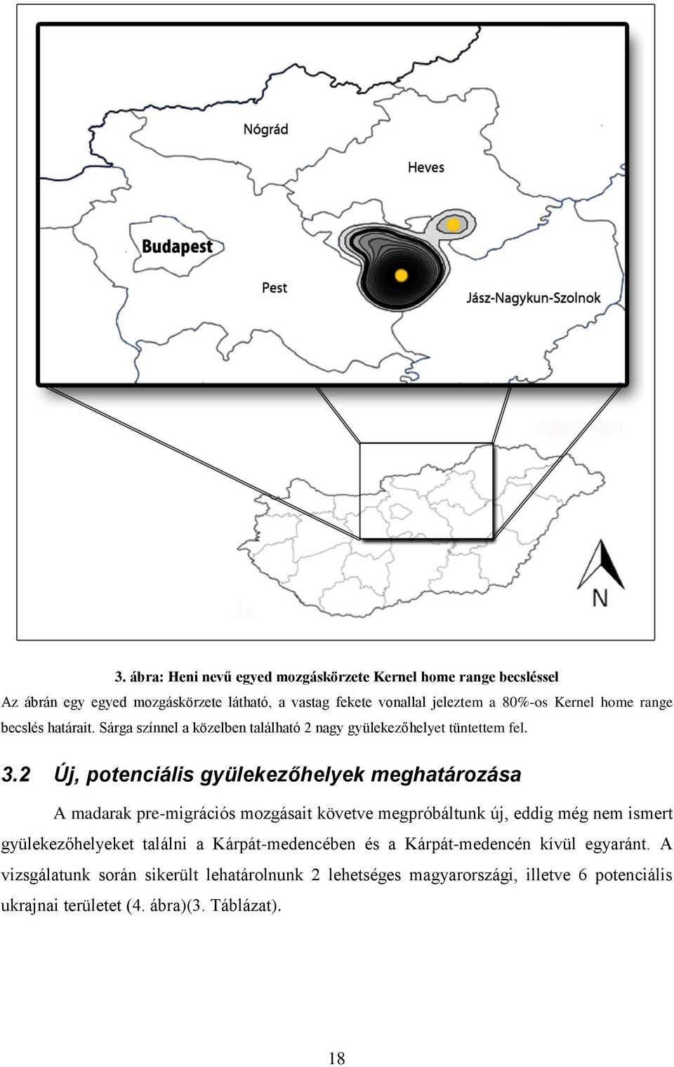 2 Új, potenciális gyülekezőhelyek meghatározása A madarak pre-migrációs mozgásait követve megpróbáltunk új, eddig még nem ismert gyülekezőhelyeket