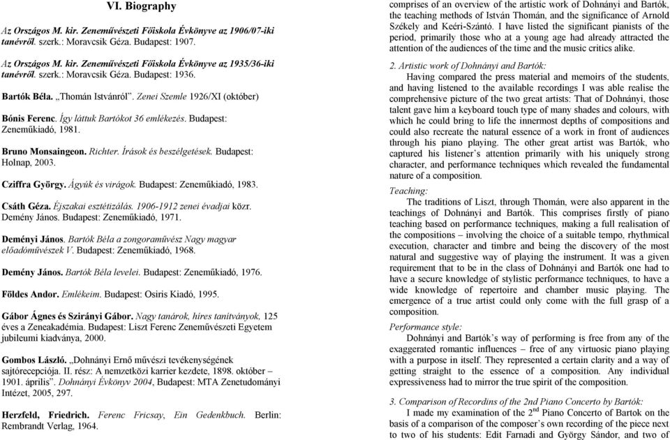 Richter. Írások és beszélgetések. Budapest: Holnap, 2003. Cziffra György. Ágyúk és virágok. Budapest: Zeneműkiadó, 1983. Csáth Géza. Éjszakai esztétizálás. 1906-1912 zenei évadjai közr. Demény János.