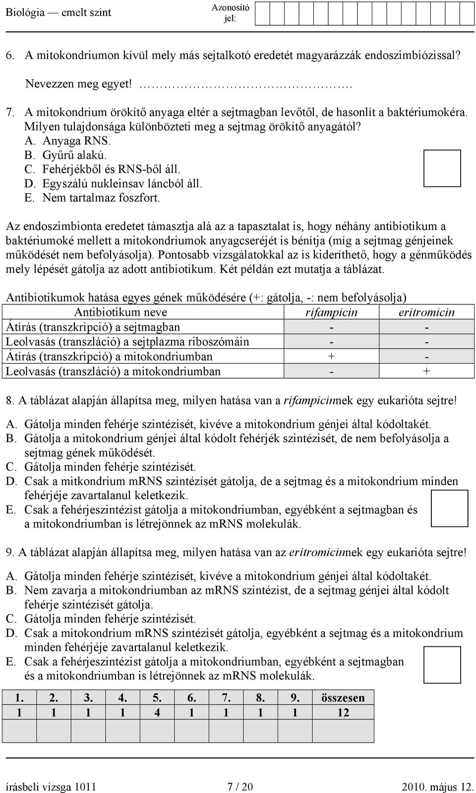 Az endoszimbionta eredetet támasztja alá az a tapasztalat is, hogy néhány antibiotikum a baktériumoké mellett a mitokondriumok anyagcseréjét is bénítja (míg a sejtmag génjeinek működését nem