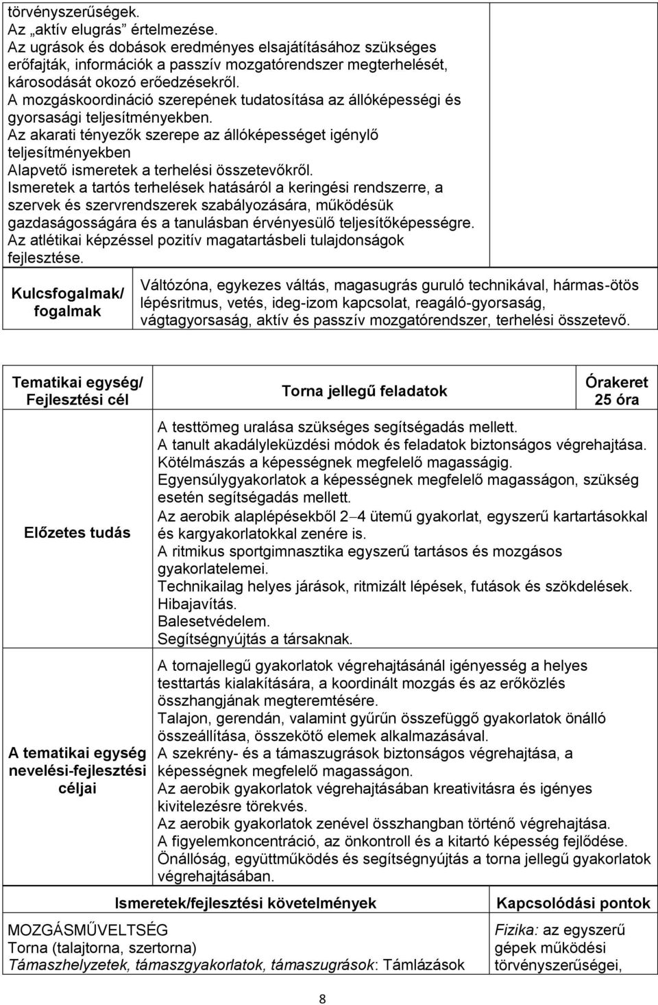 A mozgáskoordináció szerepének tudatosítása az állóképességi és gyorsasági teljesítményekben.