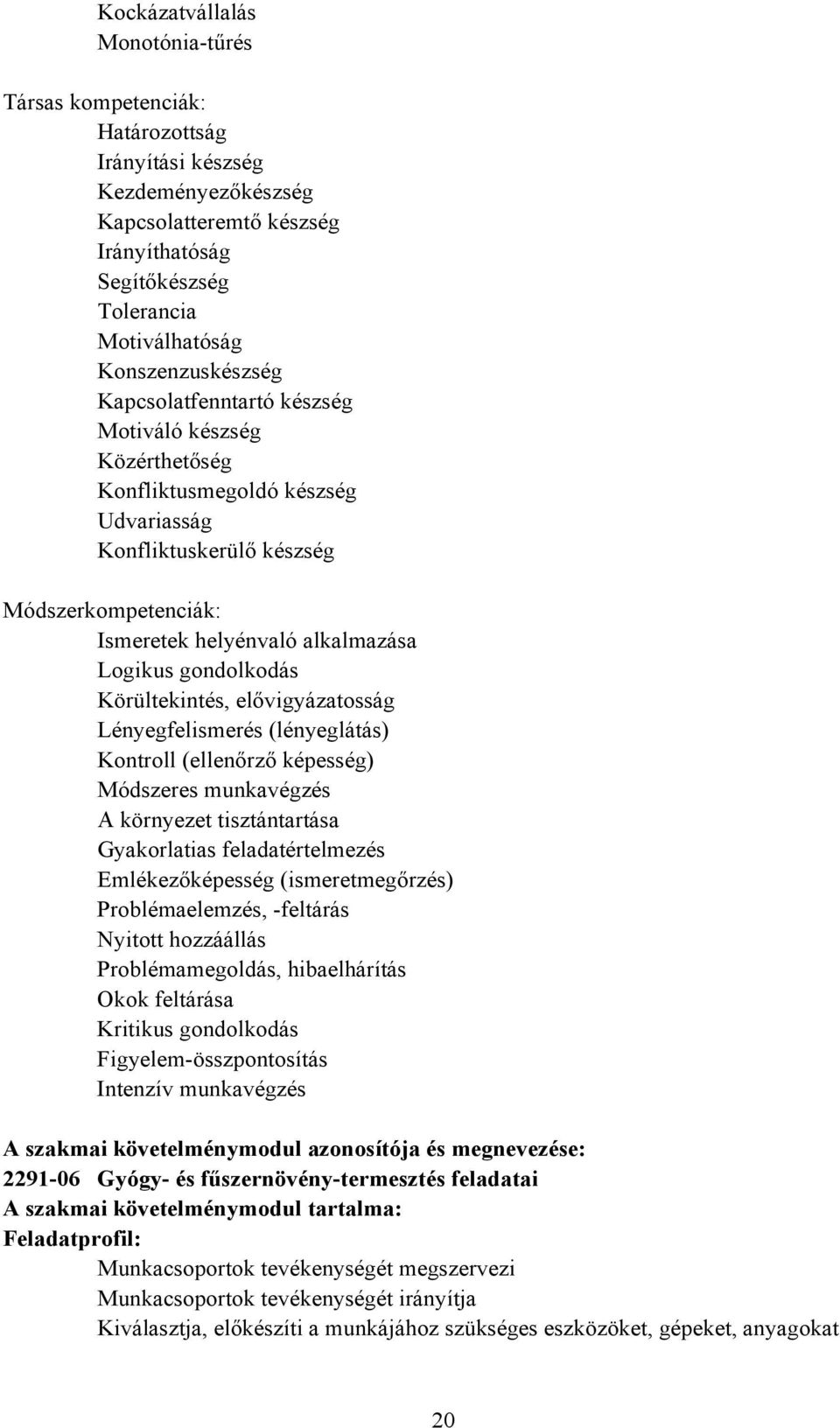 Logikus gondolkodás Körültekintés, elővigyázatosság Lényegfelismerés (lényeglátás) Kontroll (ellenőrző képesség) Módszeres munkavégzés A környezet tisztántartása Gyakorlatias feladatértelmezés