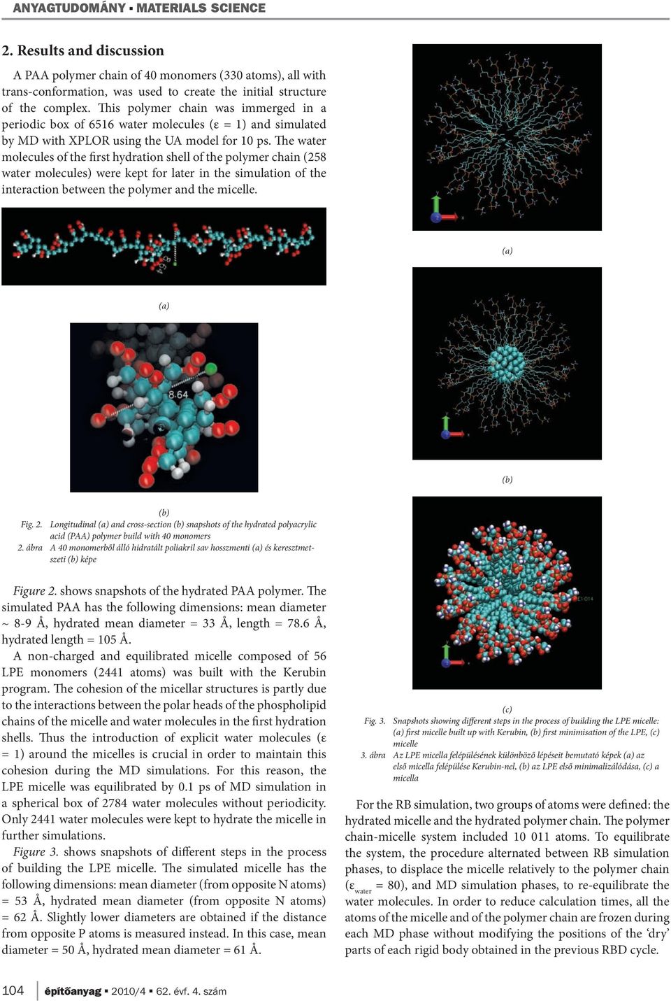 The water molecules of the first hydration shell of the polymer chain (258 water molecules) were kept for later in the simulation of the interaction between the polymer and the micelle.