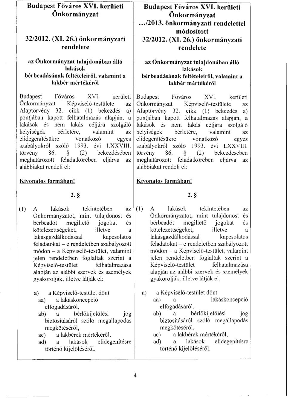 kerületi Önkormányzat Képviselő-testülete az Alaptörvény 32.