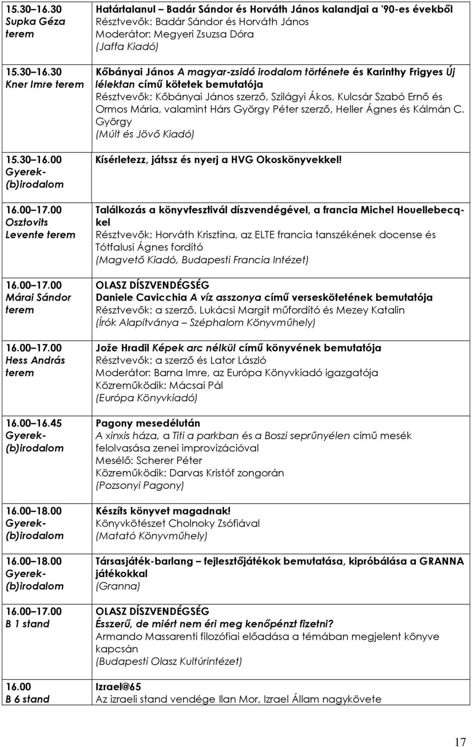 irodalom története és Karinthy Frigyes Új lélektan címő kötetek bemutatója Résztvevık: Kıbányai János szerzı, Szilágyi Ákos, Kulcsár Szabó Ernı és Ormos Mária, valamint Hárs György Péter szerzı,