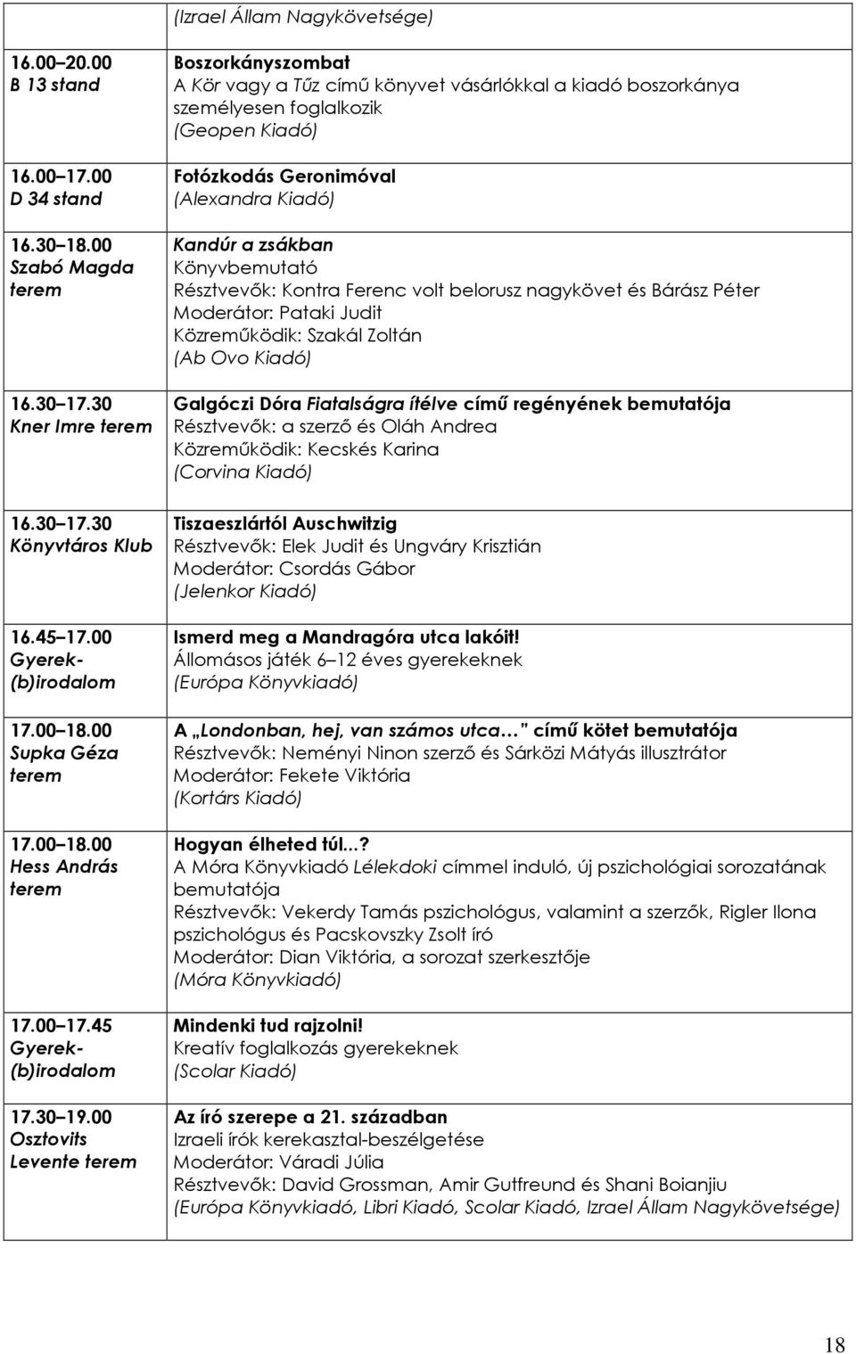 Könyvbemutató Résztvevık: Kontra Ferenc volt belorusz nagykövet és Bárász Péter Moderátor: Pataki Judit Közremőködik: Szakál Zoltán (Ab Ovo Kiadó) Galgóczi Dóra Fiatalságra ítélve címő regényének