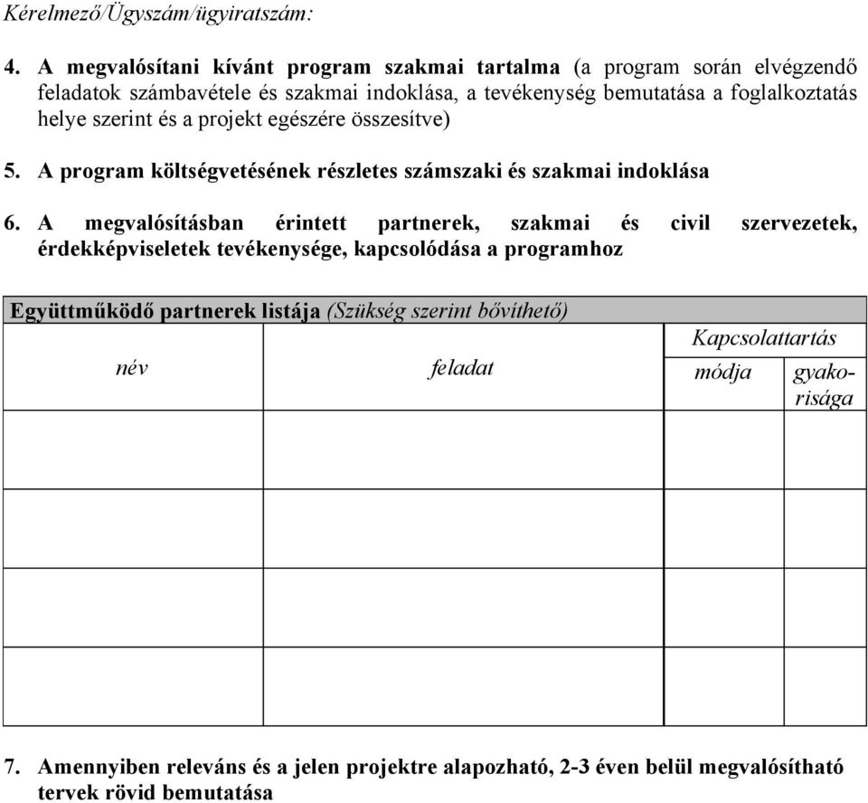 A megvalósításban érintett partnerek, szakmai és civil szervezetek, érdekképviseletek tevékenysége, kapcsolódása a programhoz Együttműködő partnerek listája