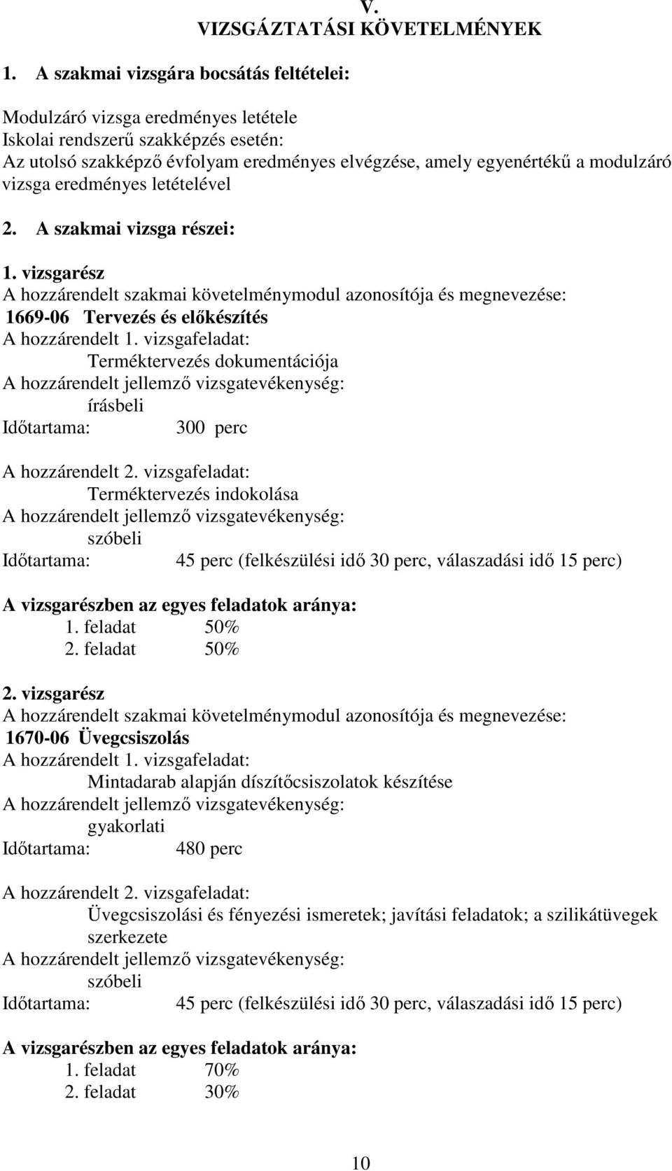 eredményes letételével 2. A szakmai vizsga részei: 1. vizsgarész A hozzárendelt szakmai követelménymodul azonosítója és megnevezése: 1669-06 Tervezés és előkészítés A hozzárendelt 1.