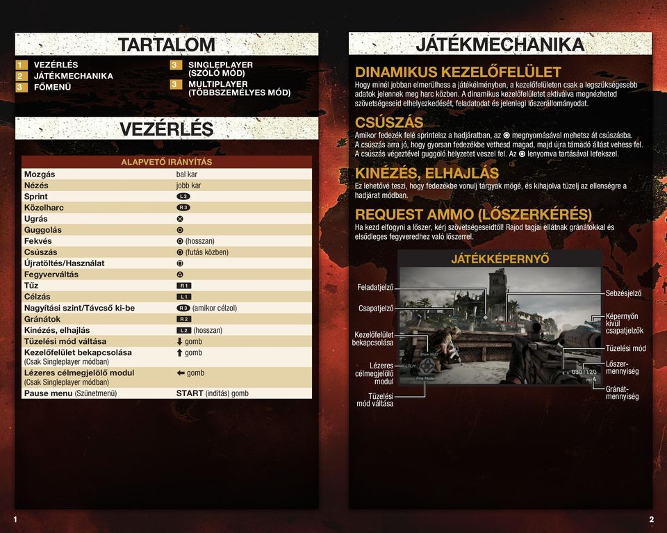 Tüzelési mód váltása V gomb Kezelőfelület bekapcsolása C gomb (Csak Singleplayer módban) Lézeres célmegjelölő modul Z gomb (Csak Singleplayer módban) Pause menu (Szünetmenü) START (indítás) gomb