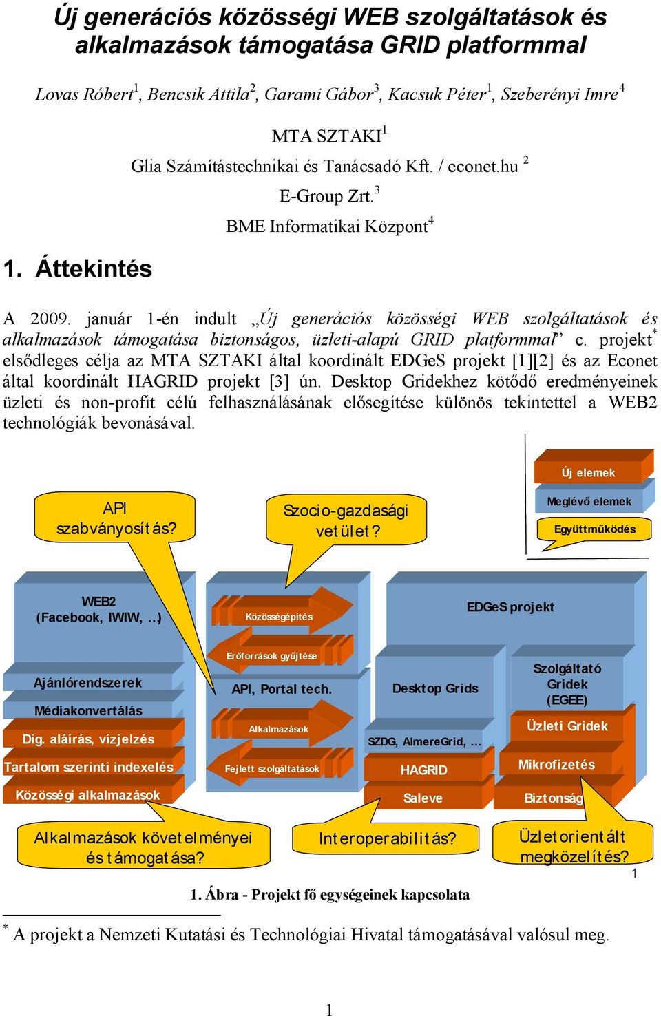 január 1-én indult Új generációs közösségi WEB szolgáltatások és alkalmazások támogatása biztonságos, üzleti-alapú GRID platformmal c.