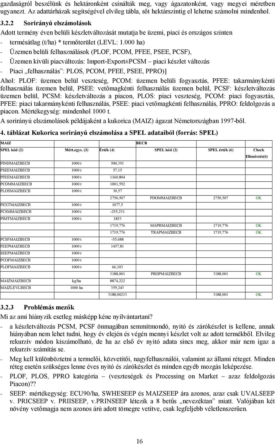 000 ha) - Üzemen belüli felhasználások (PLOF, PCOM, PFEE, PSEE, PCSF), - Üzemen kívüli piacváltozás: Import-Export±PCSM piaci készlet változás - Piaci felhasználás : PLOS, PCOM, PFEE, PSEE, PPRO)]