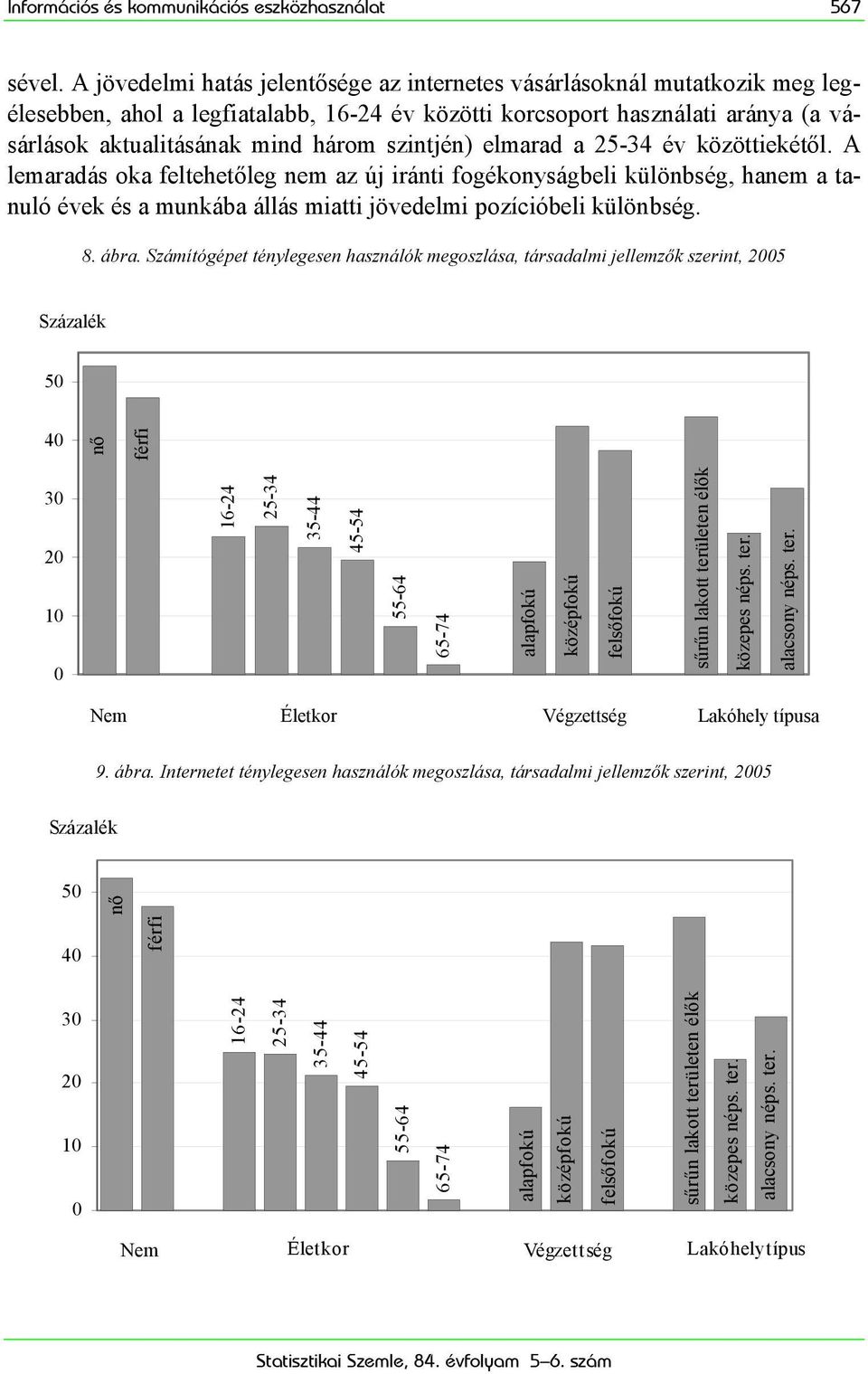 szintjén) elmarad a 25-34 év közöttiekétől. A lemaradás oka feltehetőleg nem az új iránti fogékonyságbeli különbség, hanem a tanuló évek és a munkába állás miatti jövedelmi pozícióbeli különbség. 8.