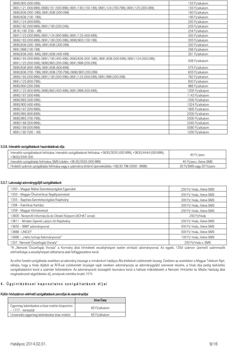 (900-999); 0691/125 (400-499); 300 Ft/alkalom 0690/183 (000-999); 0691/180 (300-399); 0690/900 (100-199) 305 Ft/alkalom 0690/636 (300-399); 0691/636 (300-399) 330 Ft/alkalom 0691/999 (100-199) 356
