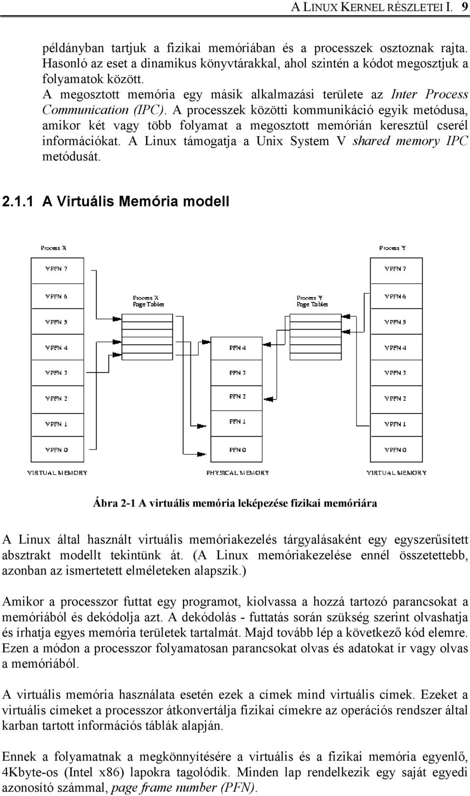 A processzek közötti kommunikáció egyik metódusa, amikor két vagy több folyamat a megosztott memórián keresztül cserél információkat. A Linux támogatja a Unix System V shared memory IPC metódusát. 2.