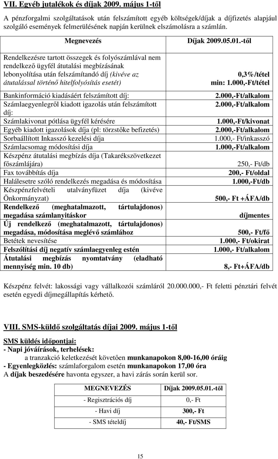 Megnevezés Rendelkezésre tartott összegek és folyószámlával nem rendelkező ügyfél átutalási megbízásának lebonyolítása után felszámítandó díj (kivéve az átutalással történő hitelfolyósítás esetét)