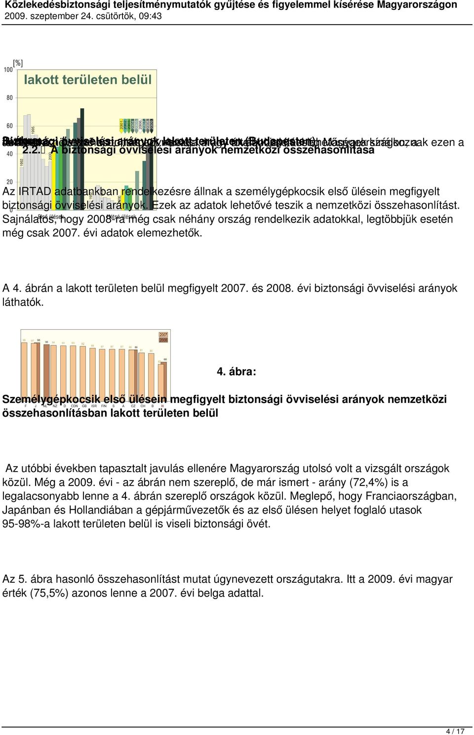 kínálkoznak a ezen a 2.2. A biztonsági övviselési arányok nemzetközi összehasonlítása Az IRTAD adatbankban rendelkezésre állnak a személygépkocsik első ülésein megfigyelt biztonsági övviselési arányok.