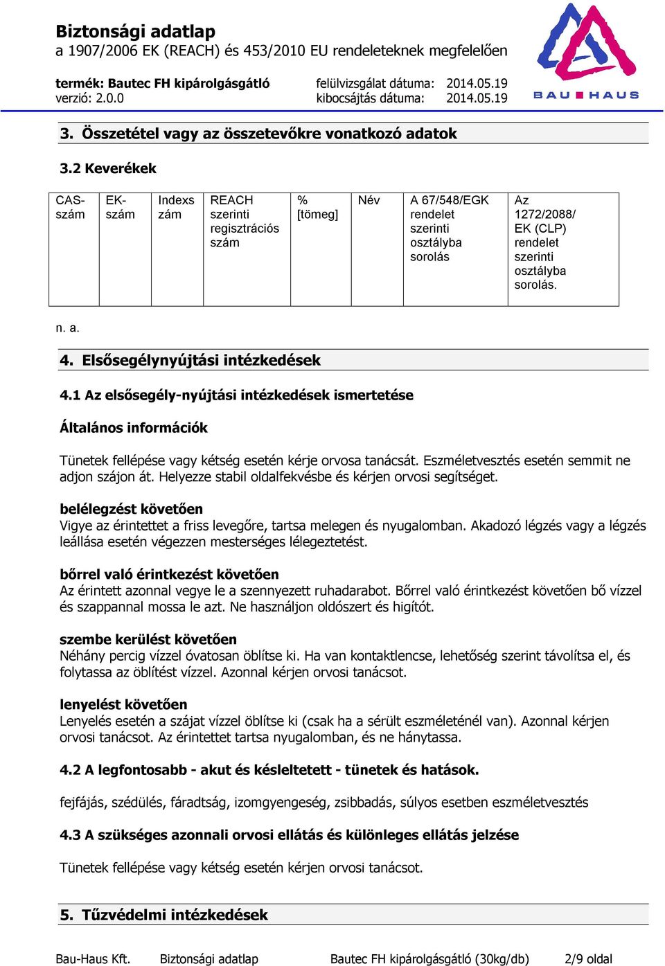 Elsősegélynyújtási intézkedések 4.1 Az elsősegély-nyújtási intézkedések ismertetése Általános információk Tünetek fellépése vagy kétség esetén kérje orvosa tanácsát.